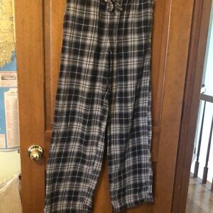 Men’s Black, Gray and White Plaid Pajama Bottoms